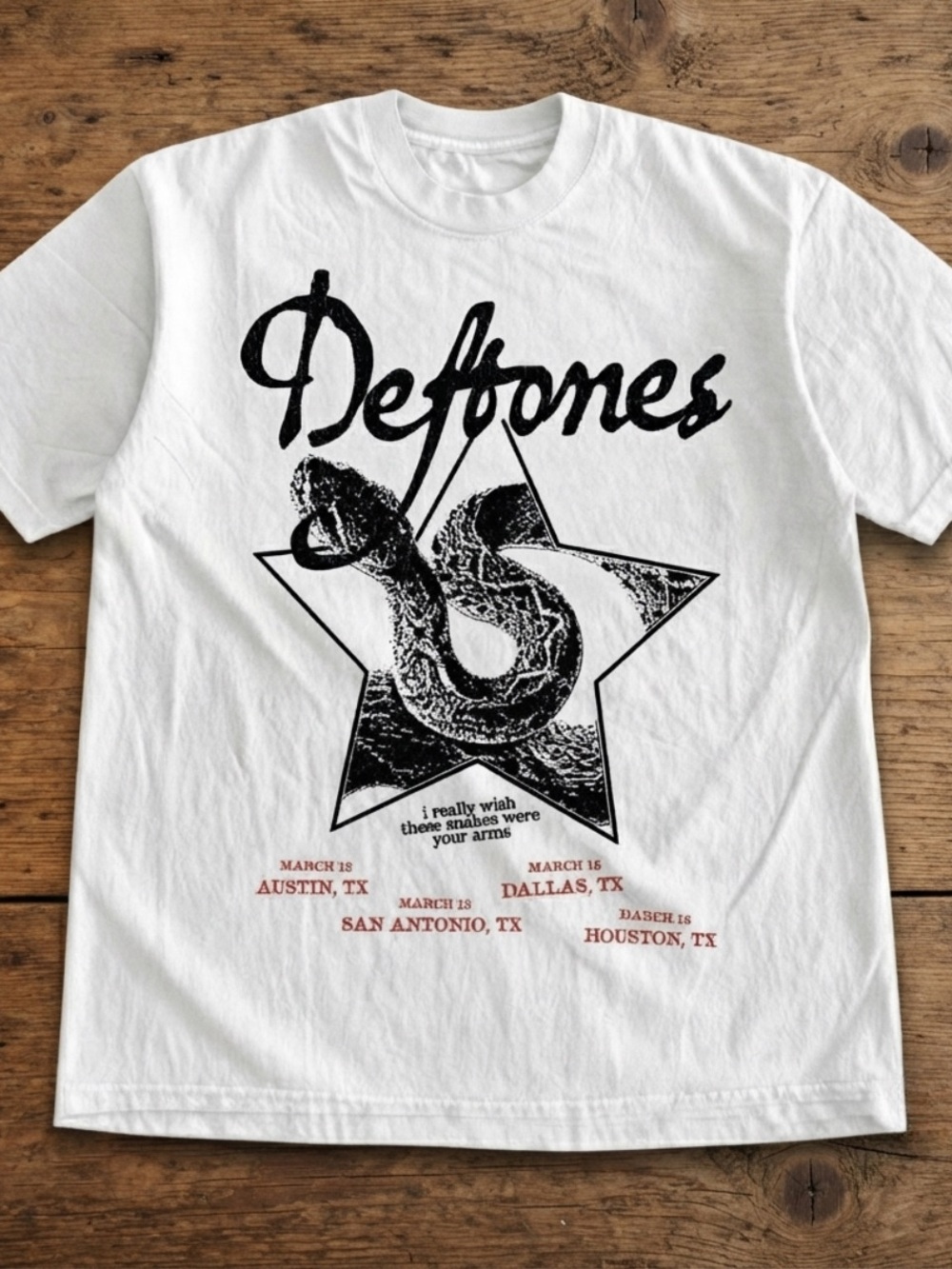 Gildan White Tee with Black Snake Star Graphic